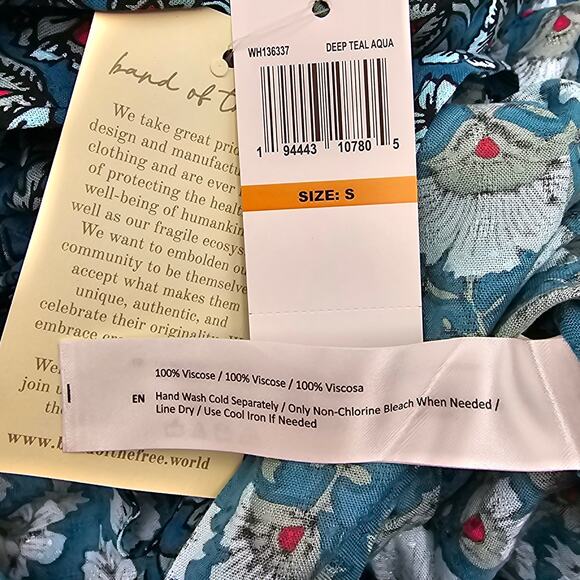 Band Of The Free Womans size M Jewel Teal Floral Faux Wrap Maxi Dress Boho NEW - Picture 7 of 8